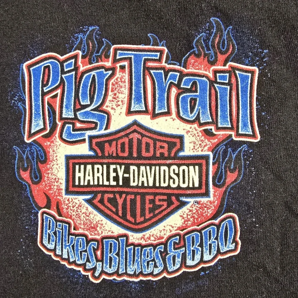 Harley-Davidson Pig Trail Rogers AR Bikes Blues BBQ Skull T-Shirt 4XL